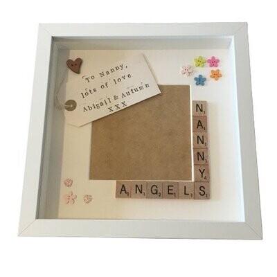 Nannys, Grandmas or Nanas Stars, Angels or Monsters Scrabble Art Photo Frame|Fully customised.