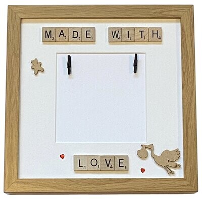 Made with Love Baby Scan Scrabble Art Photo Frame.