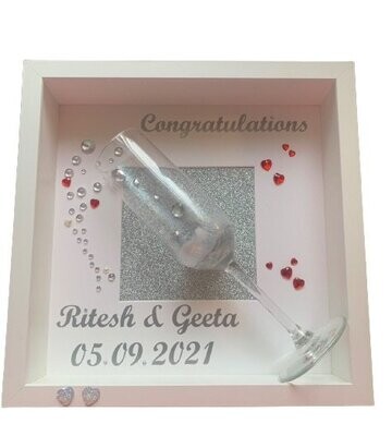 Wedding Champagne Glass Frame|Beautiful personalised gift.