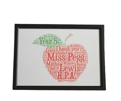 Teacher Word Art Framed Print|Personalised with your words.