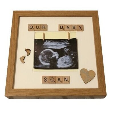 Baby Scan Scrabble Art Photo Frame|Personalised with Due Date