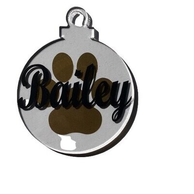 Pet Name Acrylic Bauble|Personalised and choice of colours. Perfect Christmas decoration for your pet.
