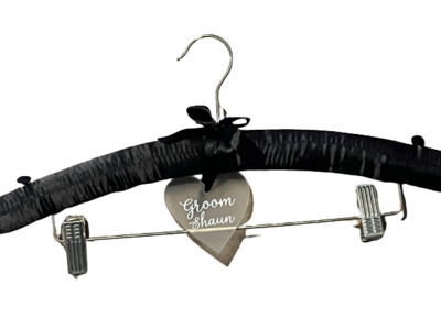 Groom's Suit Hanger - Padded satin suit hanger with personalised heart.