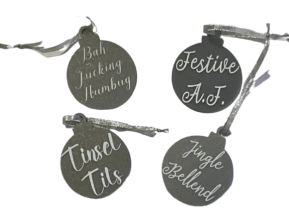 Naughty Baubles|Set of 4 in a choice of colours. Fab Secret Santa Gift