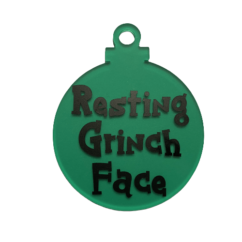 Grinch Inspired Bauble|Choice of phrase and writing colour.