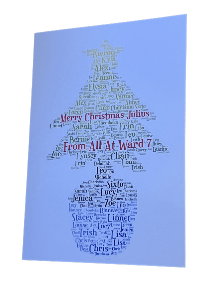 Christmas Word Art Card|Customise with choice of shape and your own words.