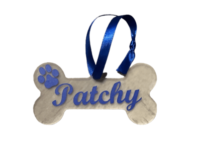 Bone shaped acrylic pet bauble - Personalised and choice of colours. Perfect Christmas decoration for your pet.