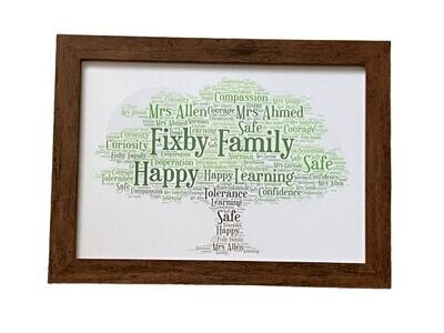 Family Tree Word Art Framed Print|Perfect Gift, personalised with names.