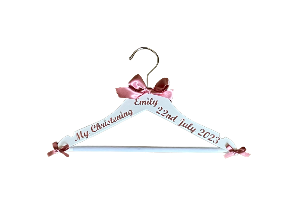 Christening or Holy Communion Outfit Personalised Baby Hanger|Perfect for photos and as a keepsake.
