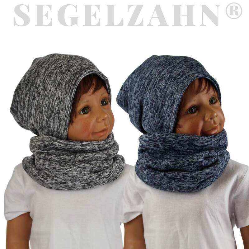 Beanie Loop Set warm Strickfleece Kinder Mütze mit Schal Blau Grau Strickset für Kind Baby Wintermütze Strick Mütze Segelzahn Kinderkleidung Beanie Loop Set warm Strickfleece Kinder Mütze mit Schal Blau Grau Strickset für Kind Baby Wintermütze Strick Mütze Segelzahn Kinderkleidung