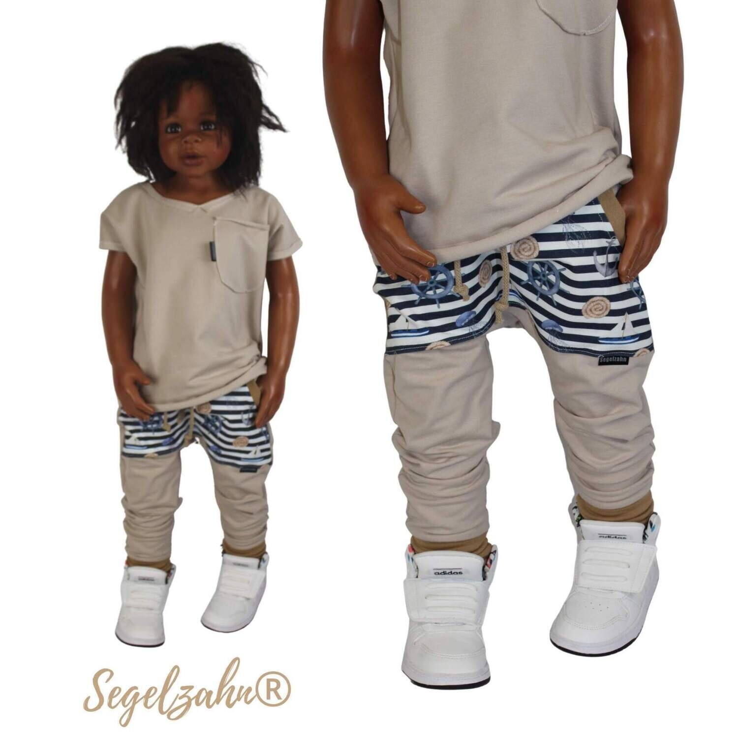 MARITIME SWEAT JOGGER KINDER HOSE SLIM FIT BEIGE FÜR JUNGEN UND MÄDCHEN