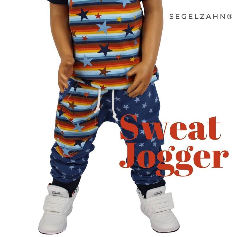 SWEAT JOGGER KINDER SLIM FIT HOSE KIND BABY PUMPHOSE STERNE BLAU KINDERHOSE