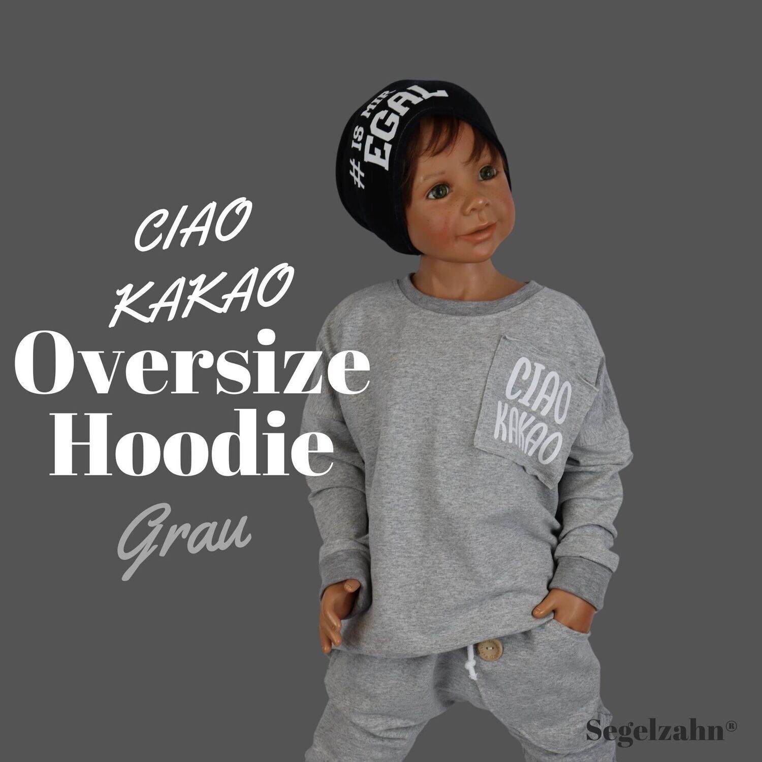 Oversize Pullover für Kinder Hellgrau mit Spruch, Statement Sweatshirt Unisex Jungen Mädchen Pulli, Oberteil - CIAO KAKAO