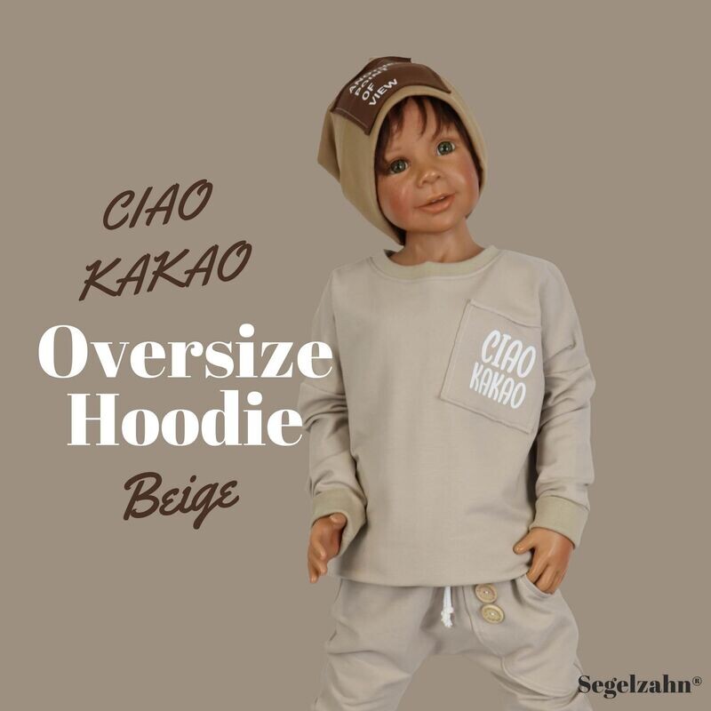 Oversize Pullover für Kinder Beige mit Spruch, Statement Sweatshirt Unisex Jungen Mädchen Pulli, Oberteil - CIAO KAKAO