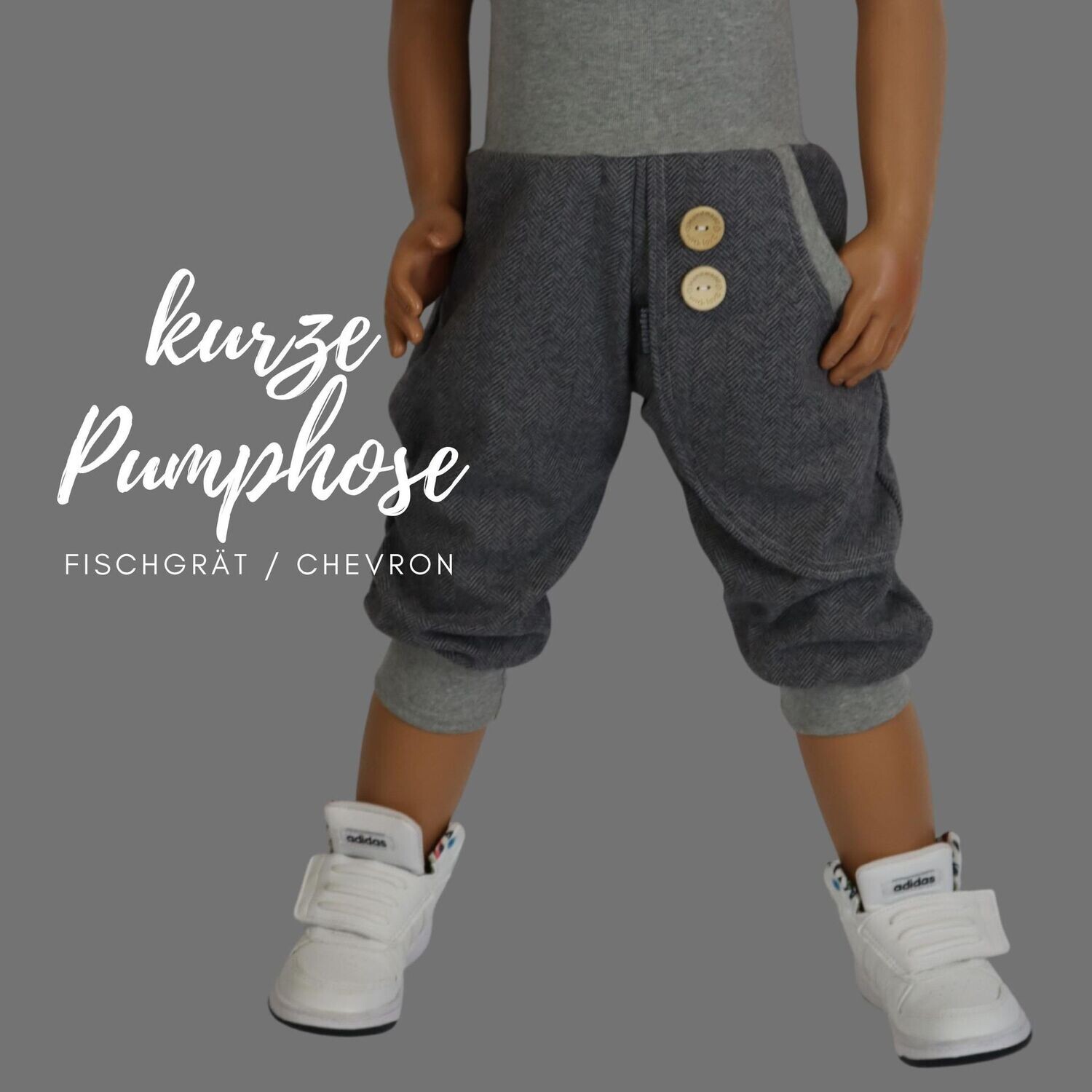 kurze Pumphose Kinder Fischgrät Hose Kind Baby elegante kurze Sommerhose Unisex Dunkelgrau Kinderhose Junge Mädchen Einschulung