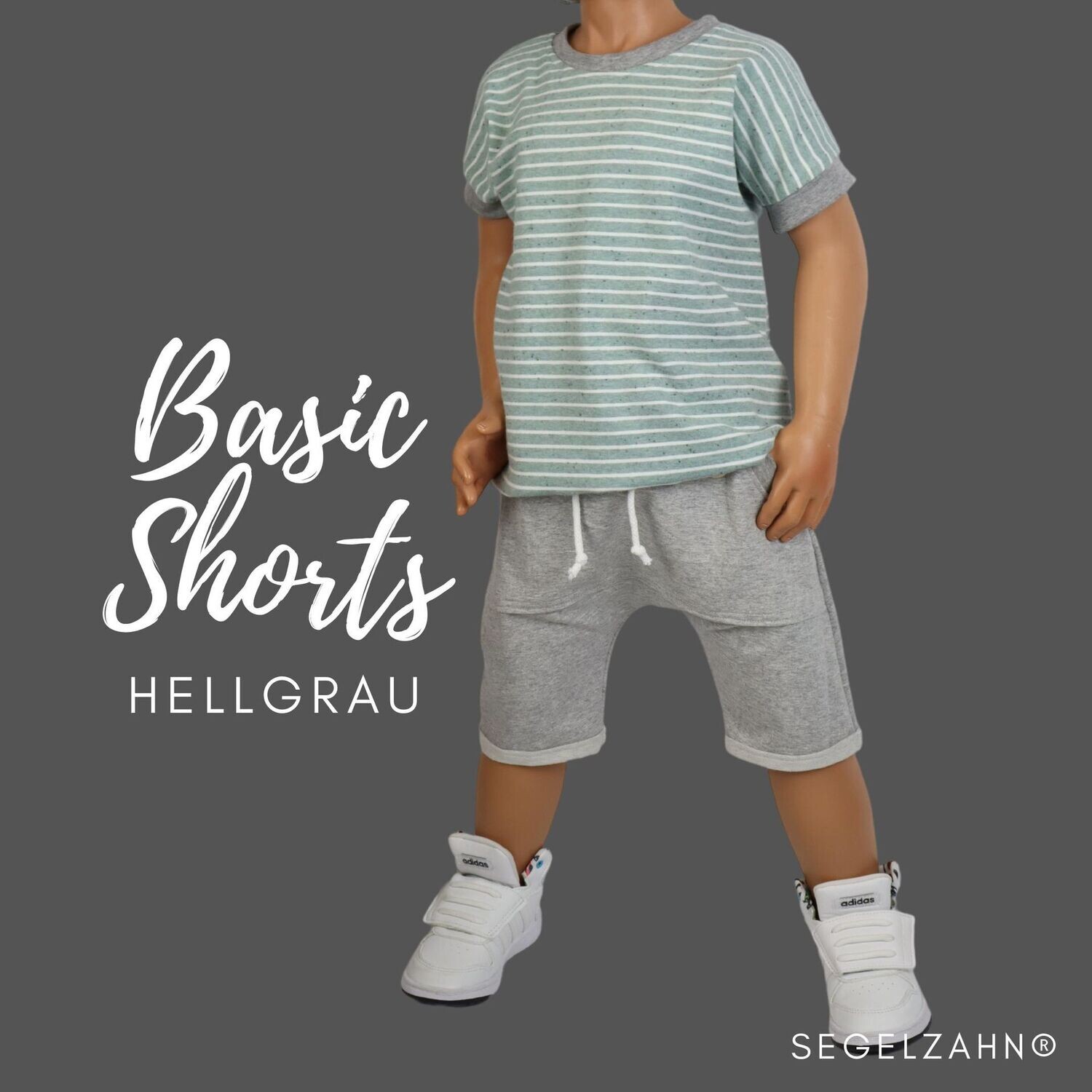 Shorts, kurze Hose für Kinder Grau, Sommerhose Unisex Jungen Mädchen Baby einfarbig schlicht Basic Sweat Hose