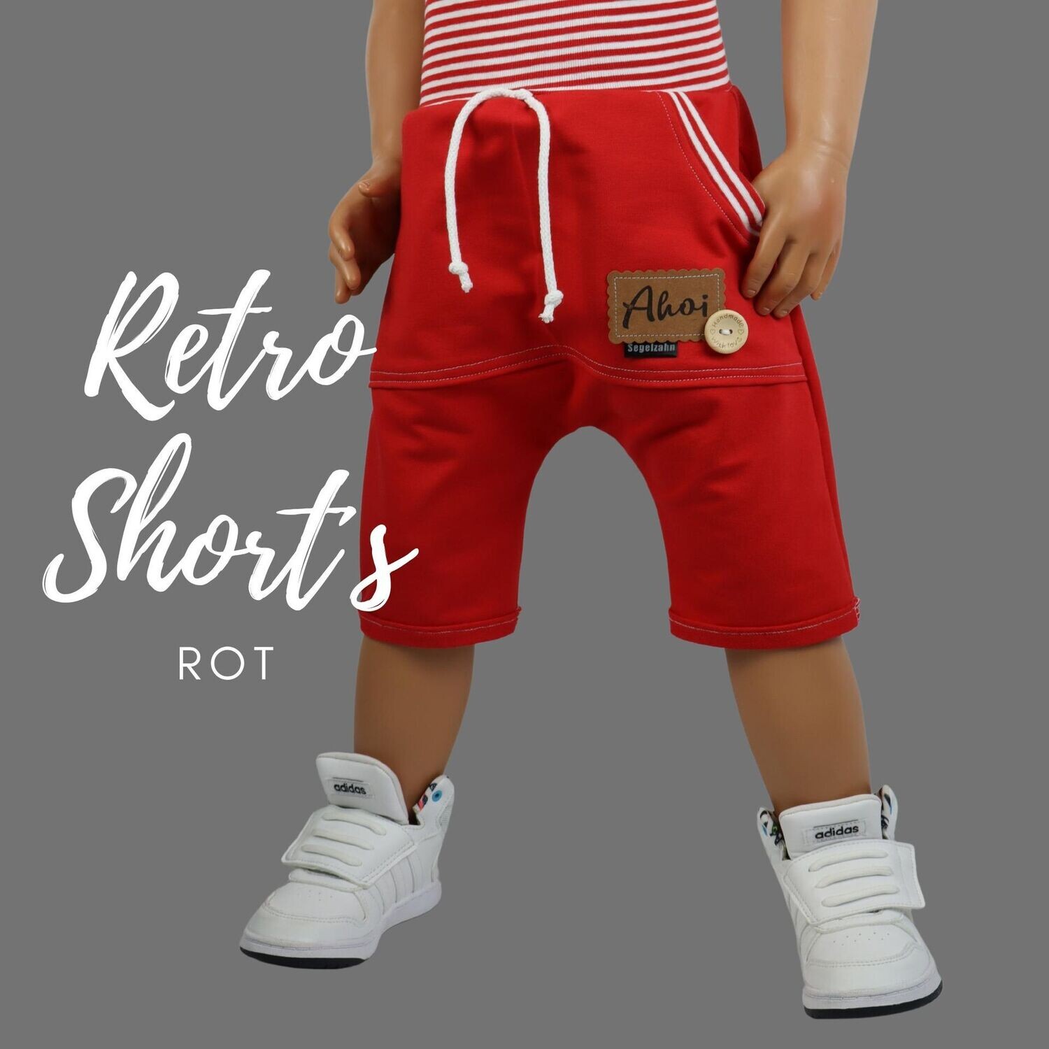 Retro Shorts Kinder, kurze Hose Unisex Rot, Kinderhose für Jungen und  Mädchen, Sweat Jogger Kind Baby Sommerhose Vintage
