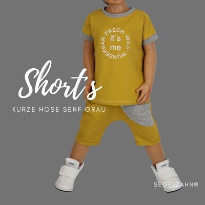 Shorts, kurze Hose für Kinder Senf Gelb, Sommerhose Unisex Jungen Mädchen Baby einfarbig schlicht Basic Sweat Hose