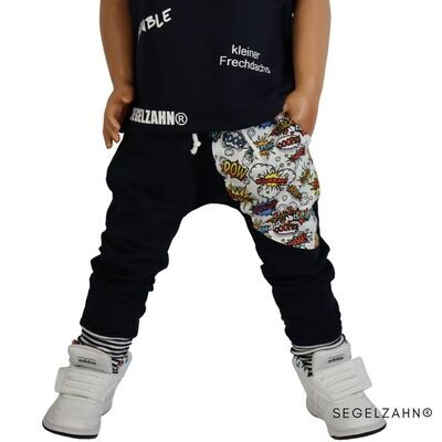 Coole Sweat Hose Kinder - Blau - Slim Fit Jogger Kind Baby - Sweathose - Cartoon - Jogginghose - blaue Hosen - Segelzahn - Kinderkleidung