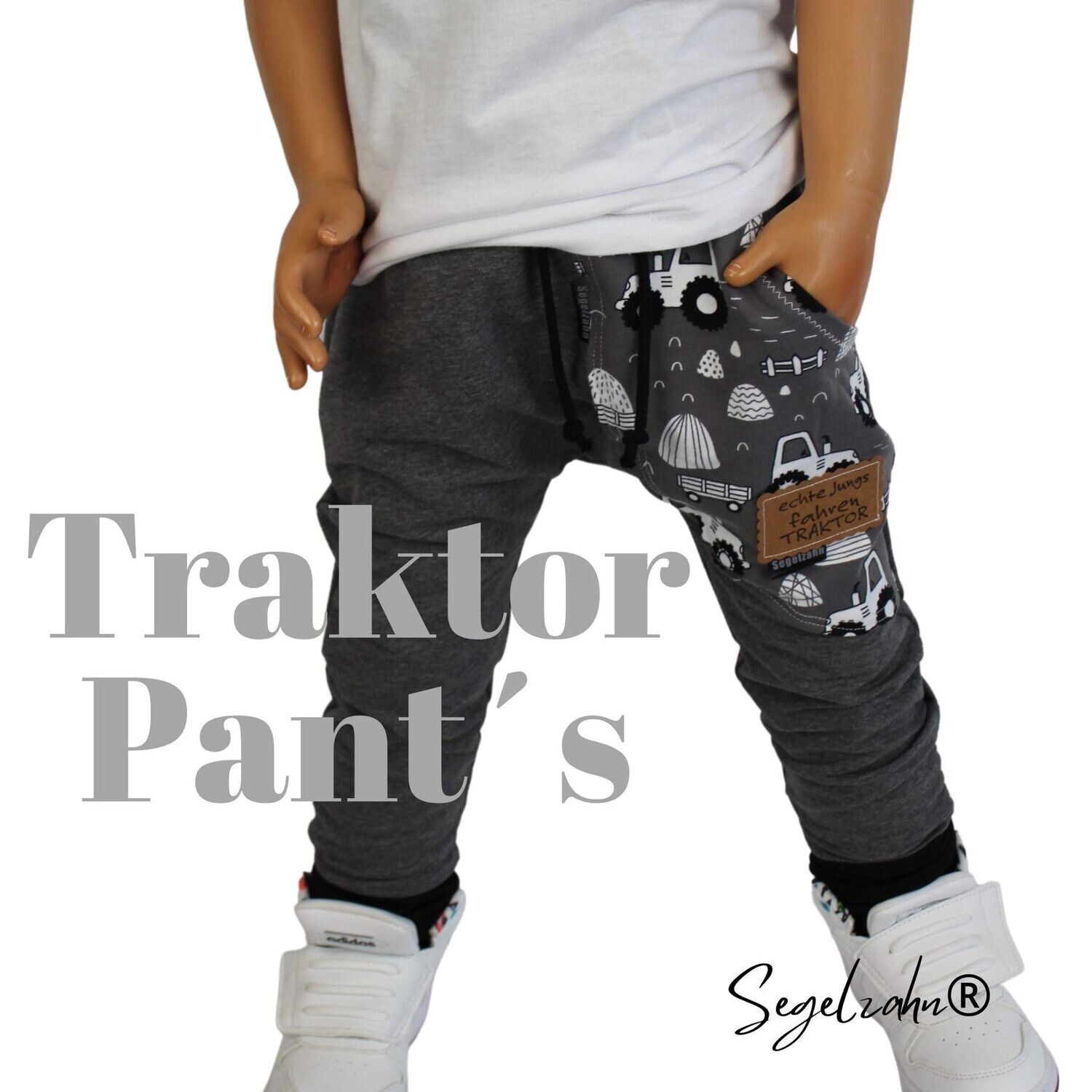 Slim Fit Jogger Traktor Kinderhose Jungen Sweat Jogger Grau Jogginghose Unisex Hose für Kinder Segelzahn
