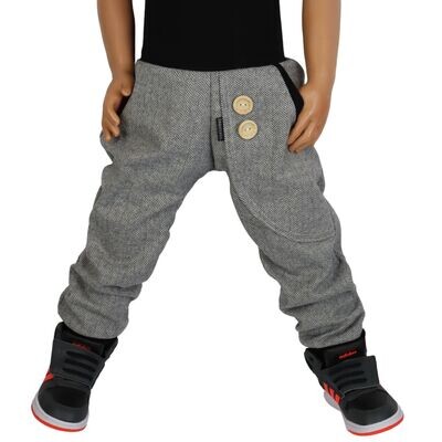 elegante Fischgrät Pumphose Kinder Unisex Hose Fischgrätmuster Hellgrau Jungen Mädchen Einschulung Geschenkidee Hochzeit