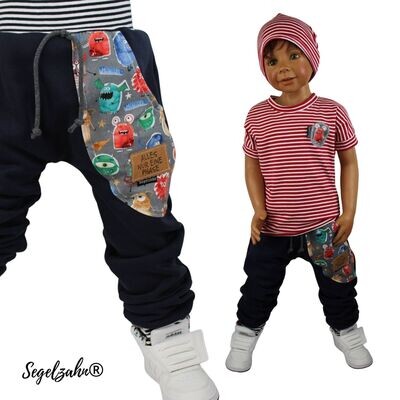 Sweat Jogger Slim Fit Hose Kinder Blau Monster Unisex Jungen Mädchen Kinder Baby