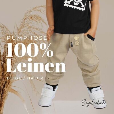 Leinen Hose Kinder Beige , Pumphose Unisex Sommerhose - Leinenhose für Jungen und Mädchen
