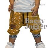 Baggy Hose Kinder, kurze Pumphose Anker Unisex Sommerhose für Jungen, Mädchen, Baby´s Maritim Senf Gelb