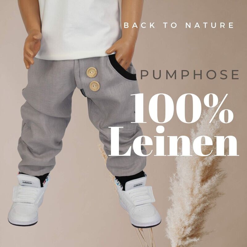 Leinenhose Kinder Grau - Pumphose Leinen Unisex Leinenhose Kinder Grau - Pumphose Leinen Unisex