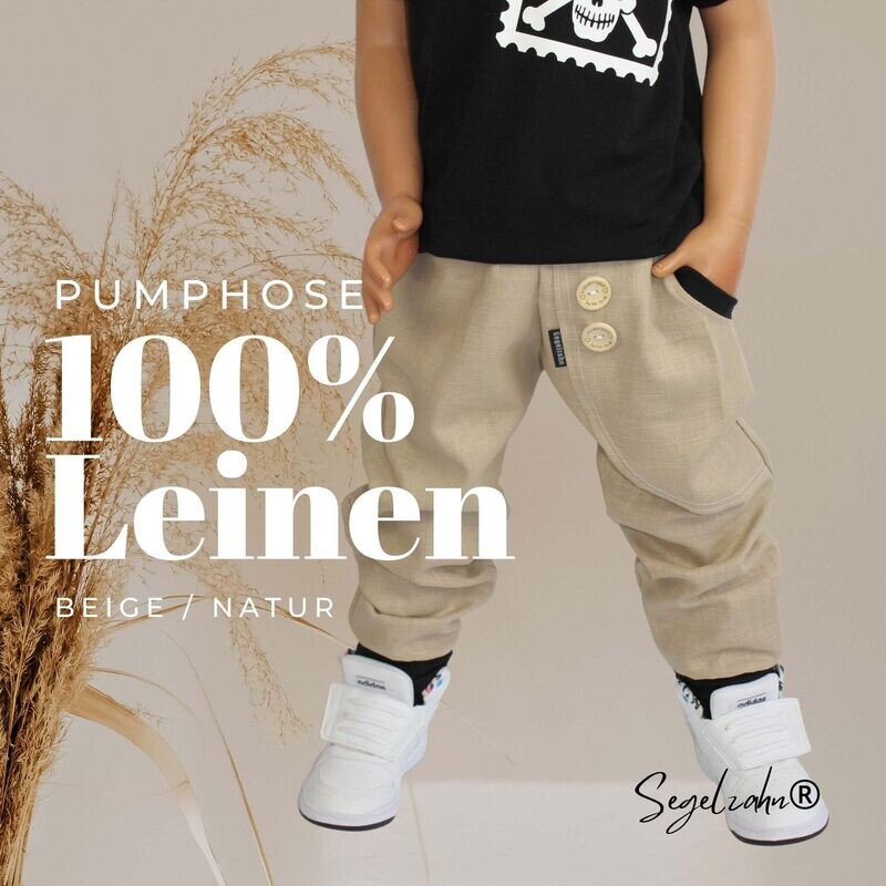 Leinenhose Kinder Beige - Pumphose Leinen Unisex Leinenhose Kinder Beige - Pumphose Leinen Unisex
