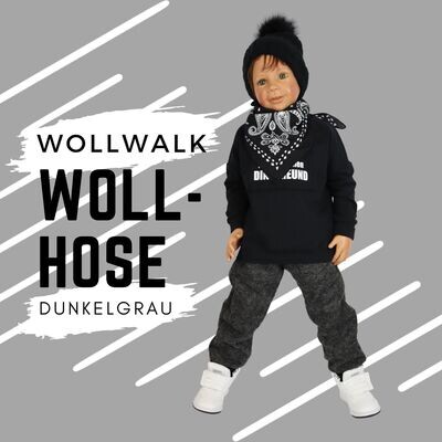Wollwalk Hose Kinder Grau- Outdoorhose Walkhose