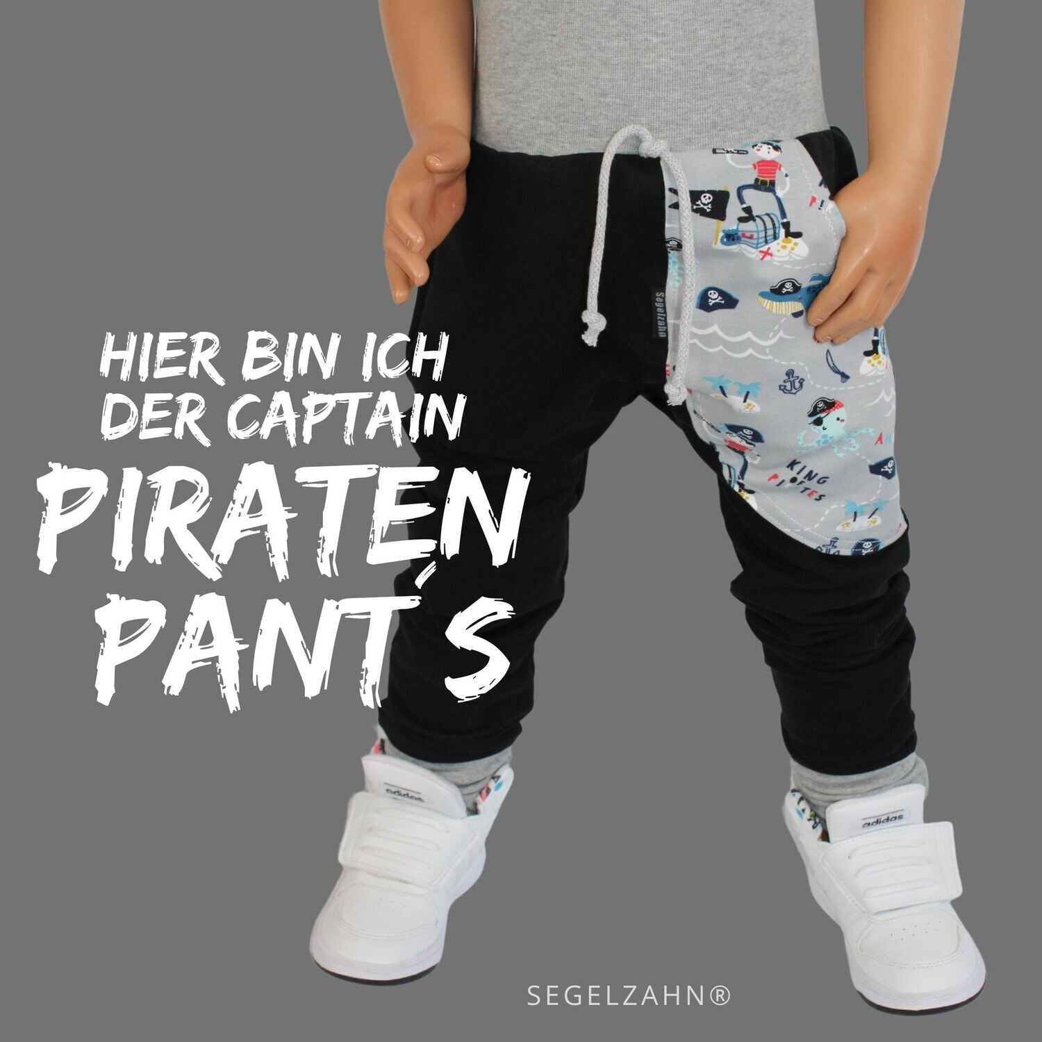 Slim Fit Jogger Kinder - Pirat - Schwarz - Sweathose Unisex für Jungen und Mädchen