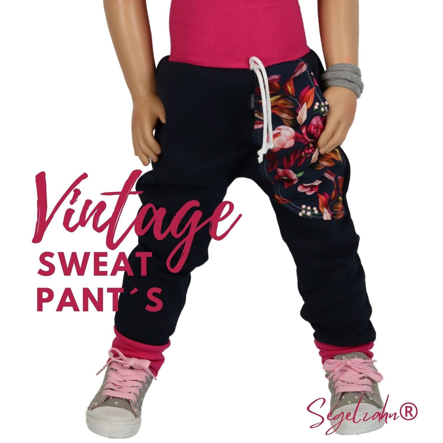 warme Sweat Hose Vintage Mädchenhose -  Kinder Baby Slim Fit Jogger - Blau - warme Hosen Mädchen Winterhose - Pumphose
