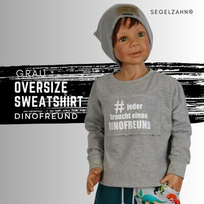 Oversize Sweatshirt Kinder Dino / weiter Pullover Kinder Grau / Jungen Mädchen / Oberteil Dinosaurier / Segelzahn Kinderkleidung Oversized