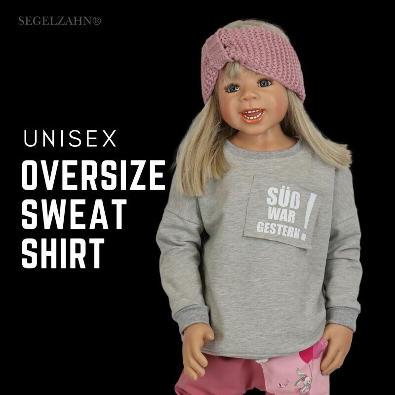 Oversize Sweatshirt Unisex Jungen Mädchen Kind Baby Pullover Grau - Segelzahn Kinderkleidung - Kinderpullover - Oversized Hoodie Oversize Sweatshirt Unisex Jungen Mädchen Kind Baby Pullover Grau - Segelzahn Kinderkleidung - Kinderpullover - Oversized Hoodie
