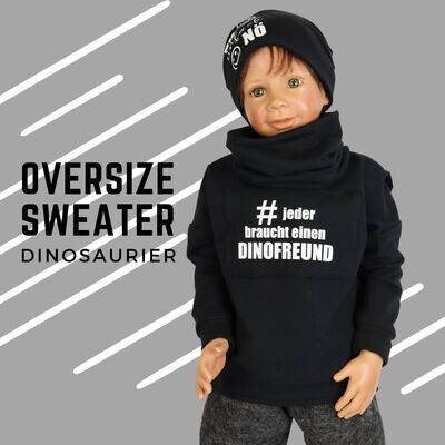 Sweatshirt Kinder / Oversize Pullover Jungen Schwarz / Dinosaurier / Pullover / Oversized / Dino / Oberteil / Hoodie / Shirt / Segelzahn