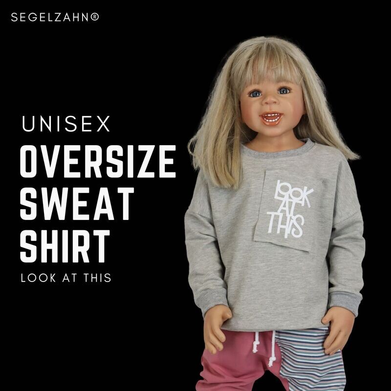 Sweatshirt Kinder Unisex Grau - Oversize Pullover Jungen Mädchen Kind Baby - Grauer Pullover - Segelzahn Kinderkleidung - Oversized Hoodie Sweatshirt Kinder Unisex Grau - Oversize Pullover Jungen Mädchen Kind Baby - Grauer Pullover - Segelzahn Kinderkleidung - Oversized Hoodie