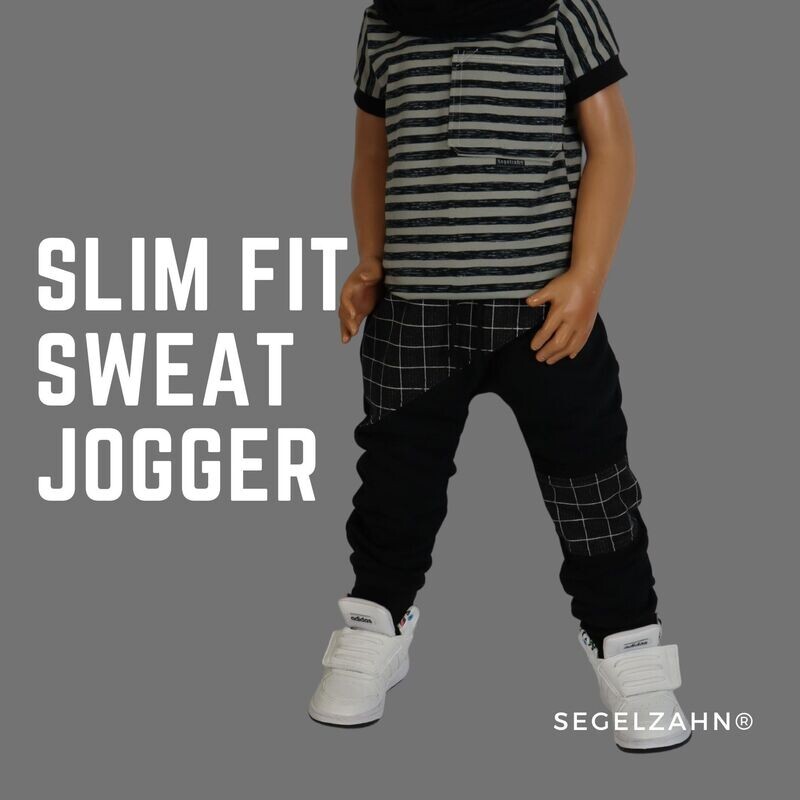 Slim Fit Sweat Jogger Kinder Hose Unisex Sweathose Jungen Mädchen Schwarze Kinderhose Kariert Jogginghose Kind Baby Segelzahn