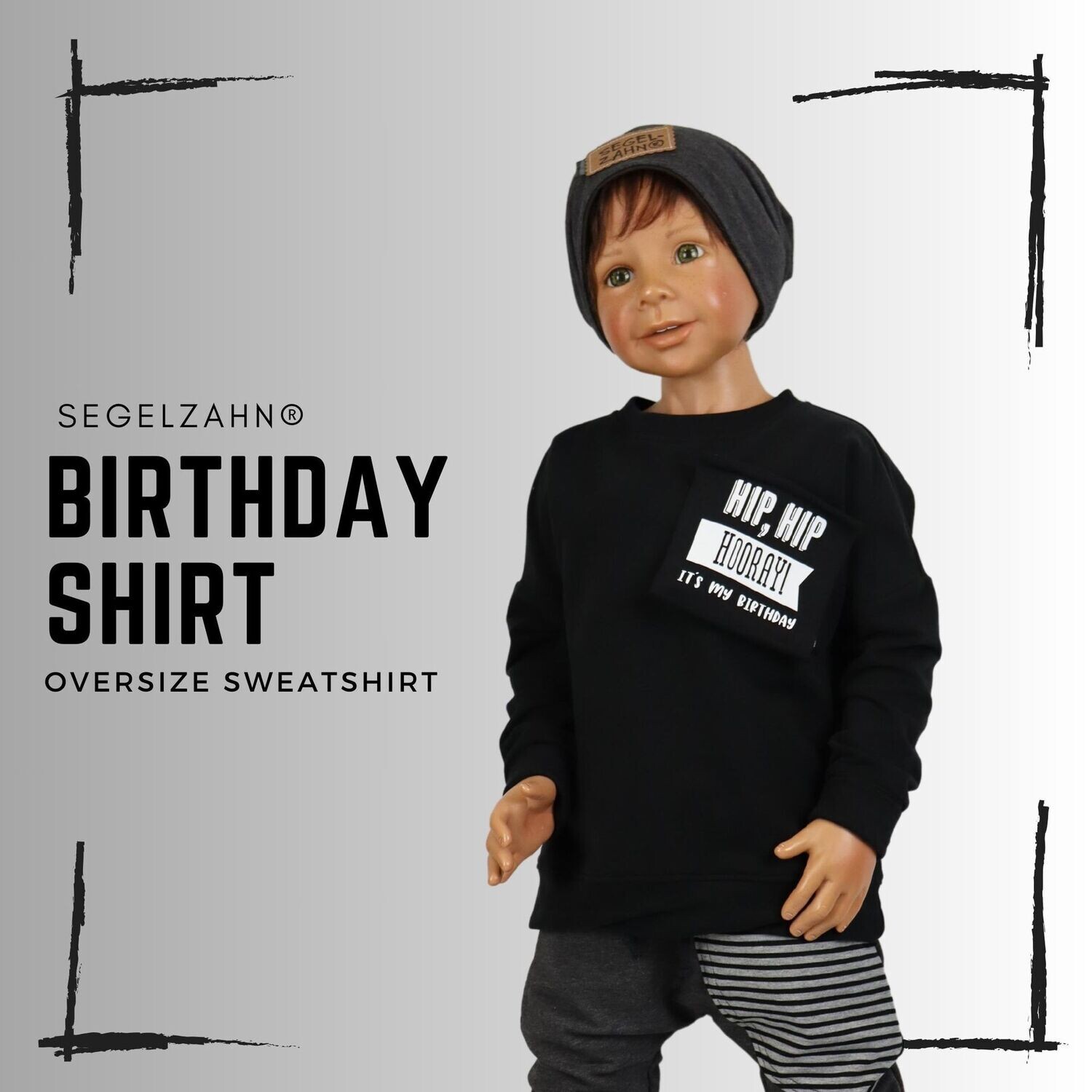 Oversize Sweatshirt Schwarz - Birthday Shirt - Jungen Mädchen Pullover - Geburtstagsshirt