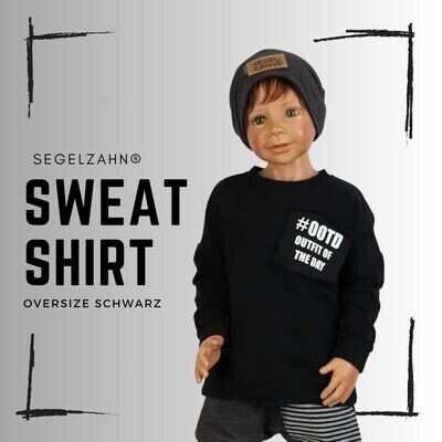 Oversize Pullover Schwarz - Statement Sweatshirt Unisex für Jungen und Mädchen, Kinder und Babys