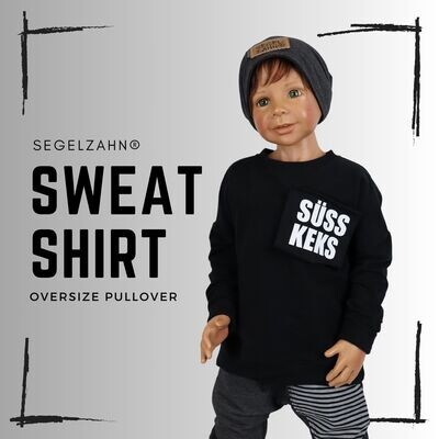 Oversize Sweatshirt SÜSS KEKS Schwarz - Unisex Pullover für Jungen und Mädchen