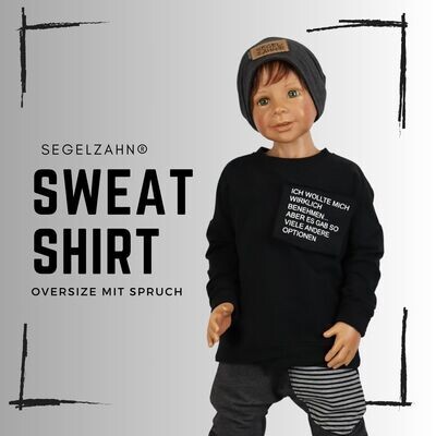 Oversize Sweatshirt für Kinder Schwarz - Unisex statement Pullover für Jungen und Mädchen von Segelzahn