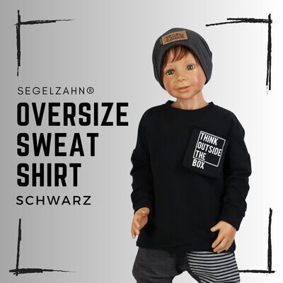 Oversize Sweatshirt für Kinder Schwarz - Unisex statement Pullover für Jungen und Mädchen von Segelzahn think outside the box Kinderpullover
