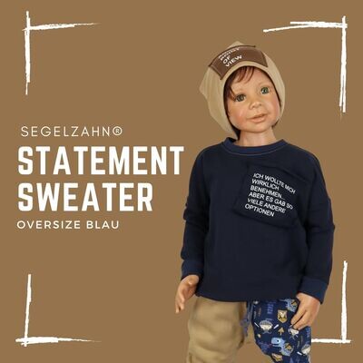 Oversize Sweatshirt für Kinder Blau - Unisex statement Pullover für Jungen und Mädchen von Segelzahn