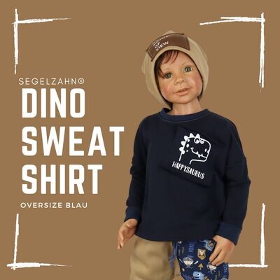 Dino Pullover Kinder Blau - Oversize Sweatshirt Unisex für Jungen, Mädchen, Kinder und Babys - Dinosaurier Shirt - Happysaurus