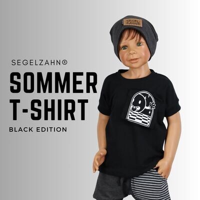 T-Shirt Kinder Schwarz Smiley Shirt Unisex für Jungen und Mädchen, Kinder und Babys - Segelzahn Shirts Sommershirts Smily