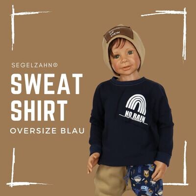 Oversize Sweatshirt für Kinder Blau - Unisex statement Pullover für Jungen und Mädchen von Segelzahn no rain no rainbow Kinderpullover