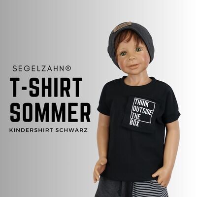 Tshirt Unisex Schwarz - statement Shirt für Jungen und Mädchen - Segelzahn think outside the box- Kindershirt - Oberteile - Sommer für Kind und Baby