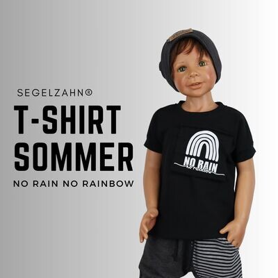 Sommershirt Unisex Schwarz - T-Shirt Jungen Mädchen Kindershirt Kurzarmshirt no rain no rainbow Segelzahn Shirts für den Sommer