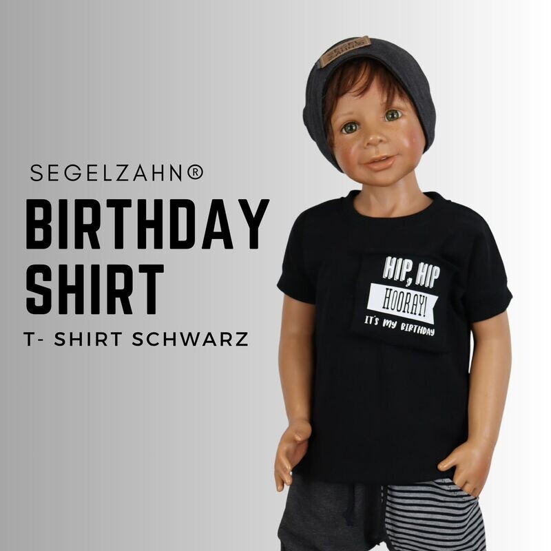 Geburtstagsshirt für Kinder Unisex für Jungen und Mädchen Birthday Shirt Schwarz - Segelzahn Geschenkidee Kin Baby Geburtstag - T-Shirt Sommershirt Kindershirt Geburtstagsshirt für Kinder Unisex für Jungen und Mädchen Birthday Shirt Schwarz - Segelzahn Geschenkidee Kin Baby Geburtstag - T-Shirt Sommershirt Kindershirt